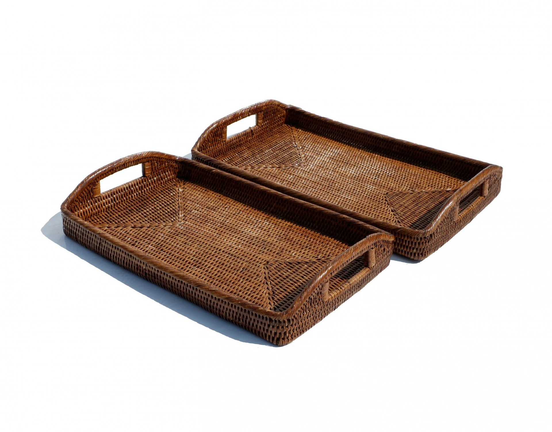 Rectangular Rattan Tray with Handles