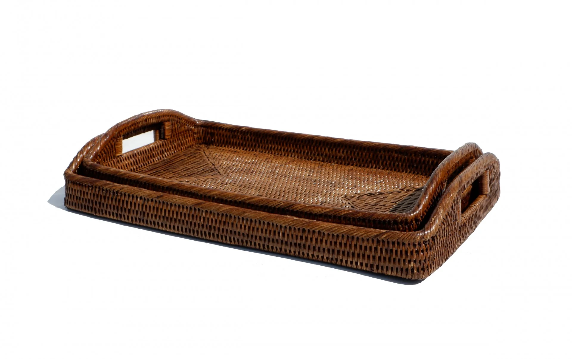 Rectangular Rattan Tray with Handles - Image 2