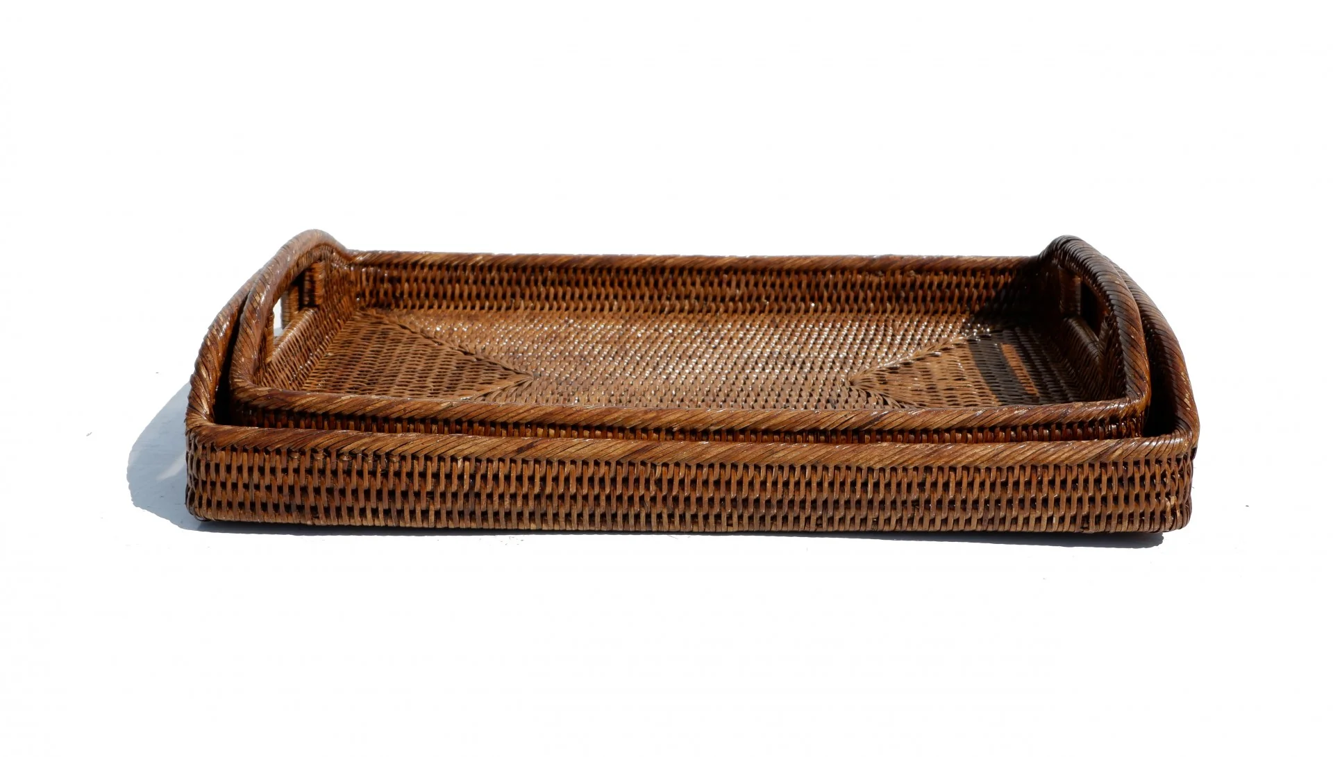 Rectangular Rattan Tray with Handles - Image 3