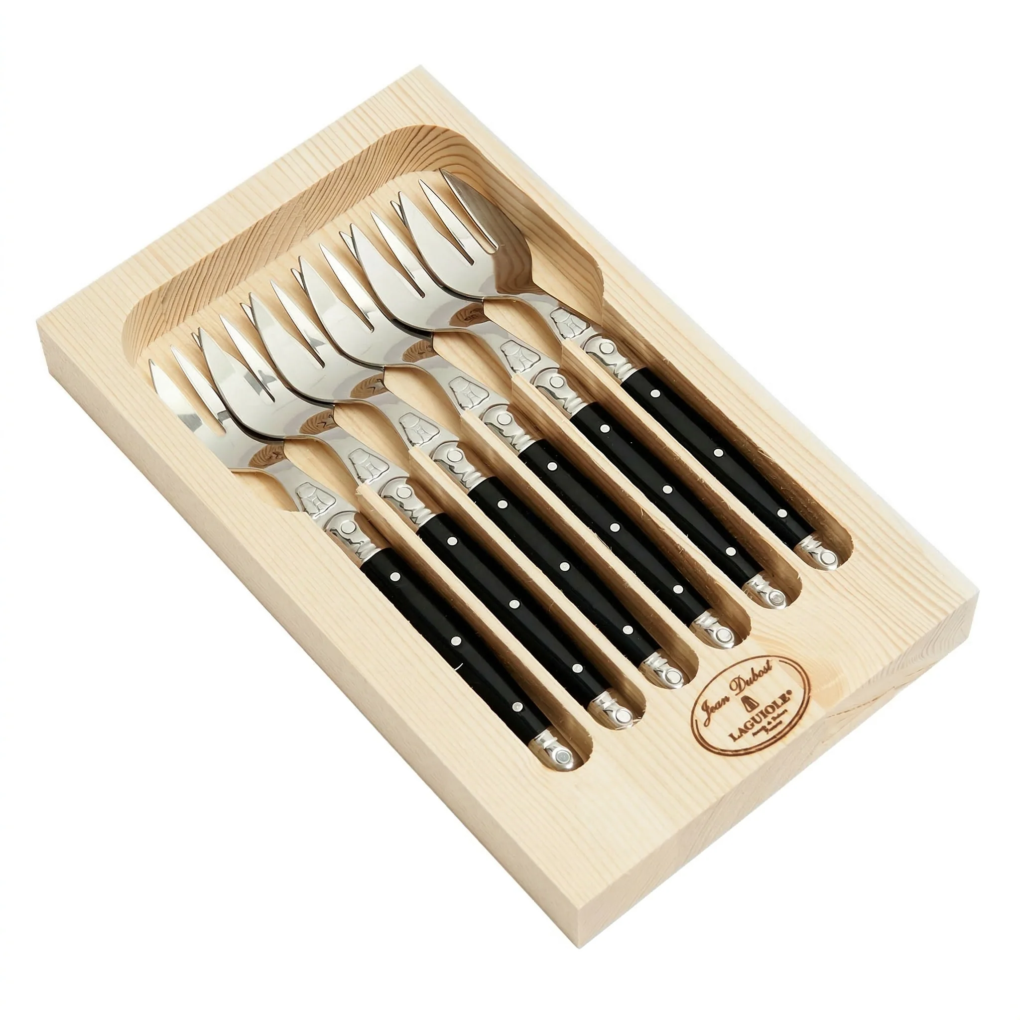 Boxed Set for 6 cake forks - Black