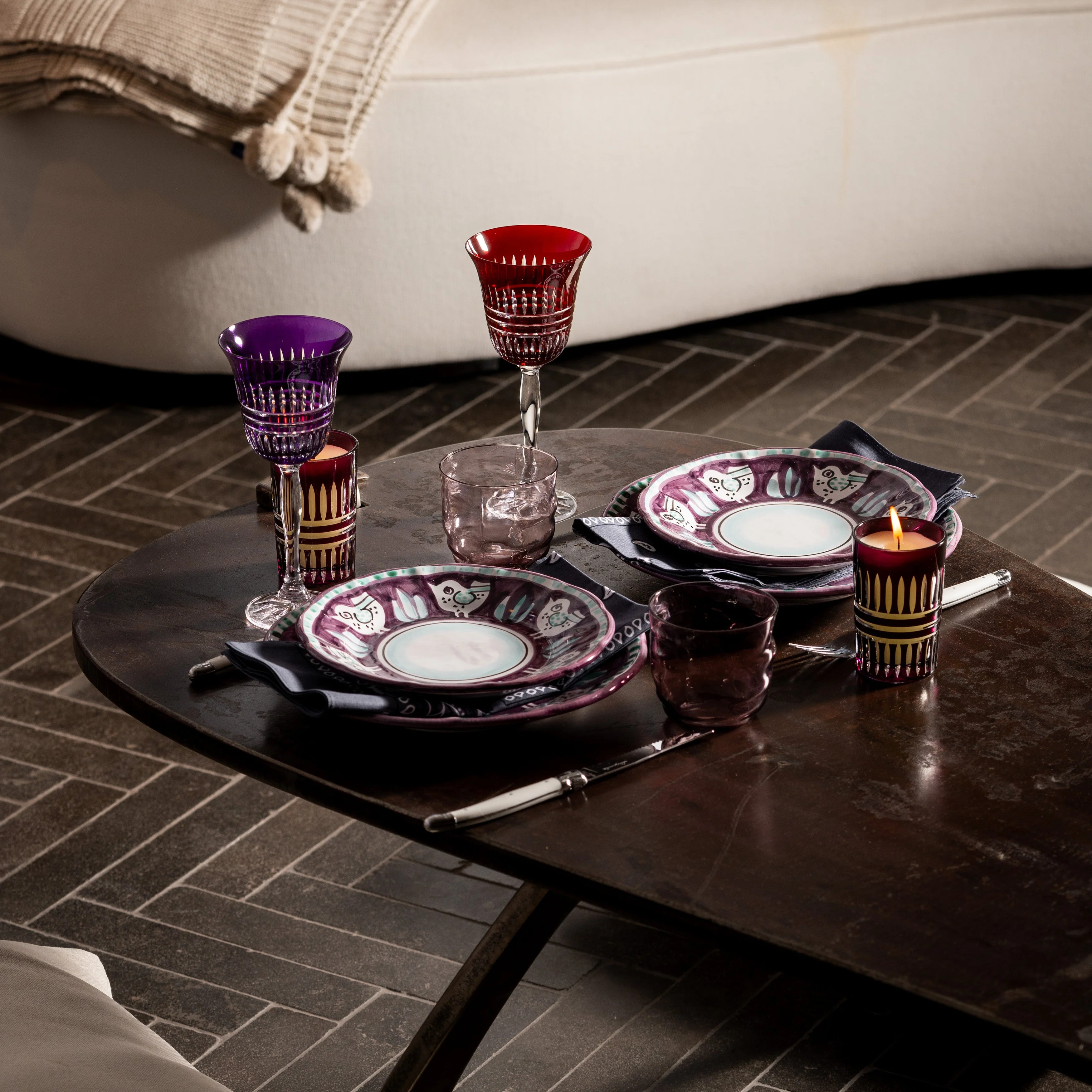 Lines Colored Wine Glasses, Set of 6 - Image 3