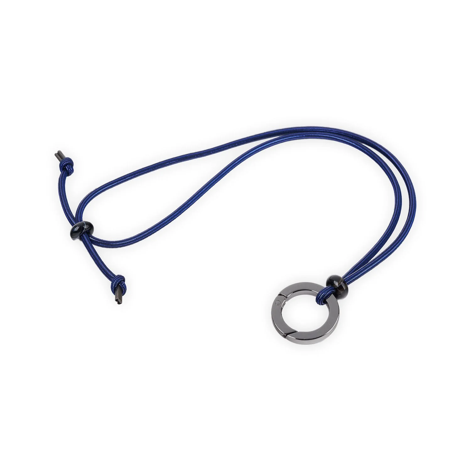 Eyeglasses Necklace Holder Blue Metallic & Matte Silver Ring