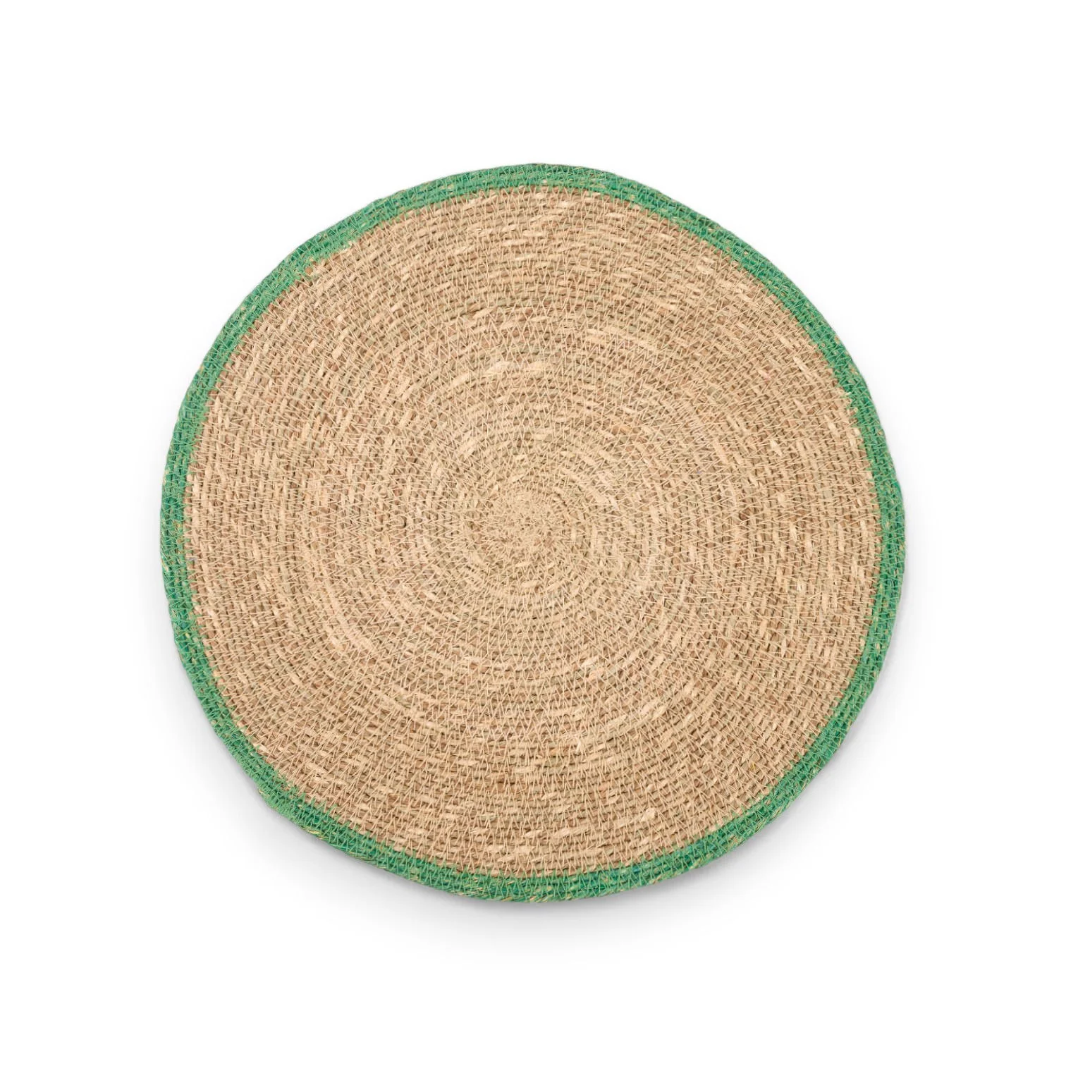 Hand Braided Placemat - Natural with colorful stripe - Image 3