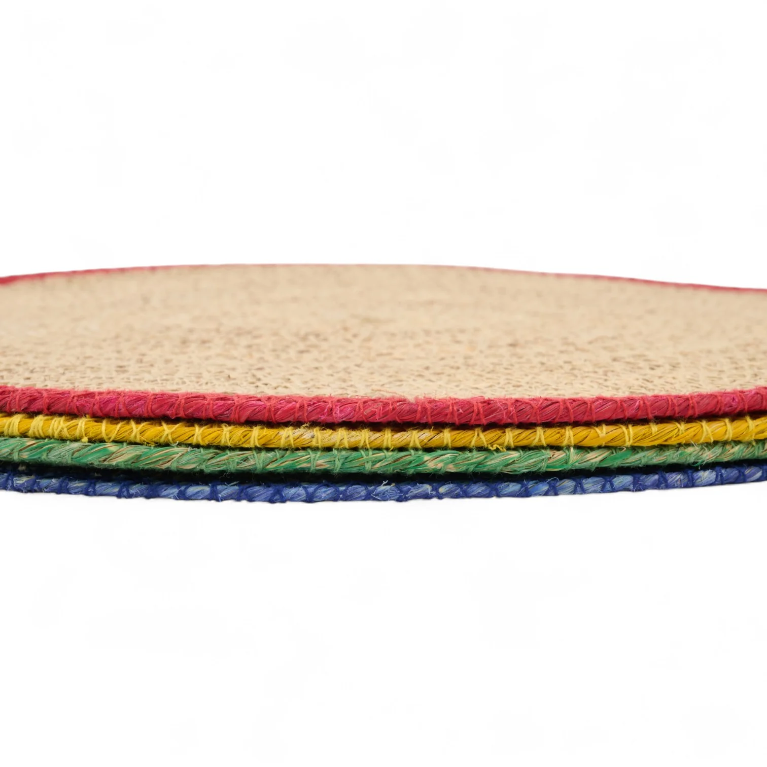Hand Braided Placemat - Natural with colorful stripe - Image 5